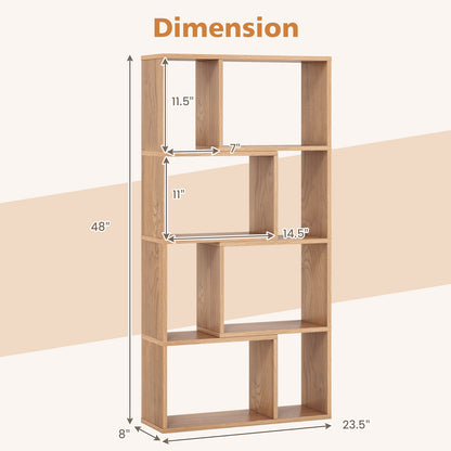 48 Inch 4-Tier Geometric Bookshelf with 8 Cubes for Living Room Bedroom, Natural Bookcases   at Gallery Canada