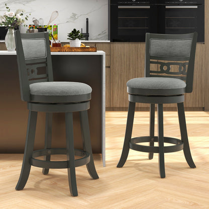 26" Counter Height Bar Chair with Wooden Frame Swivel Seat and Footrest for Pub Bar Restaurant-2 Pack, Gray Bar Stools   at Gallery Canada