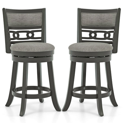 26" Counter Height Bar Chair with Wooden Frame Swivel Seat and Footrest for Pub Bar Restaurant-2 Pack, Gray Bar Stools Gray  at Gallery Canada