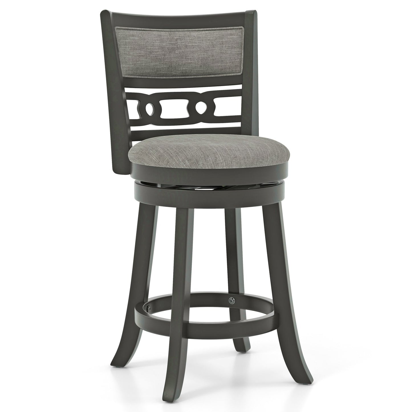 26" Counter Height Bar Chair with Wooden Frame Swivel Seat and Footrest for Pub Bar Restaurant-2 Pack, Gray Bar Stools   at Gallery Canada