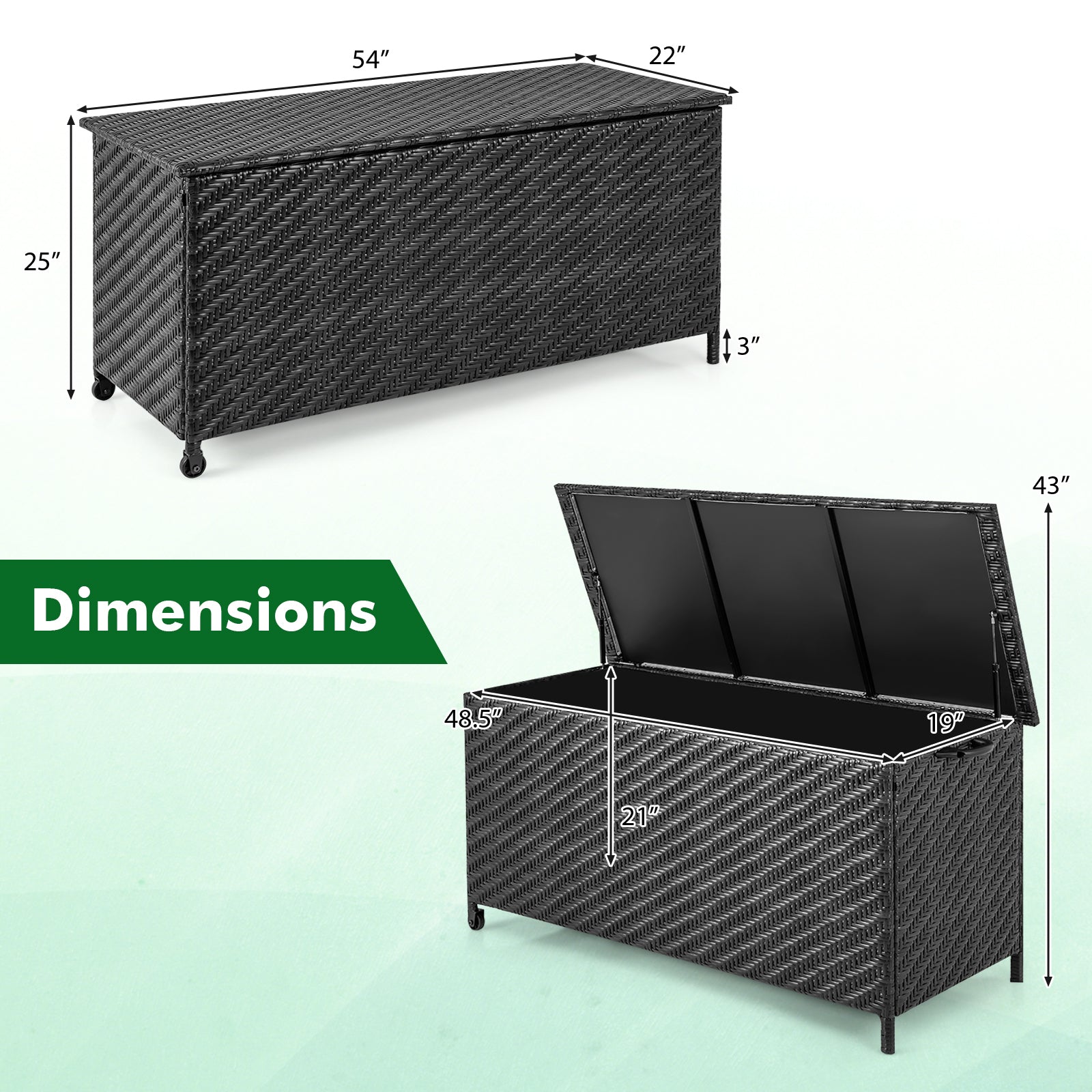 85 Gallon Outdoor Storage Box with Removable Liner and Universal Wheels, Black Outdoor Storage & Garages at Gallery Canada