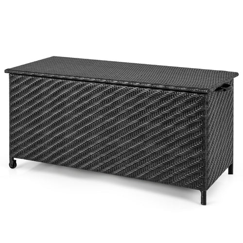 85 Gallon Outdoor Storage Box with Removable Liner and Universal Wheels, Black
