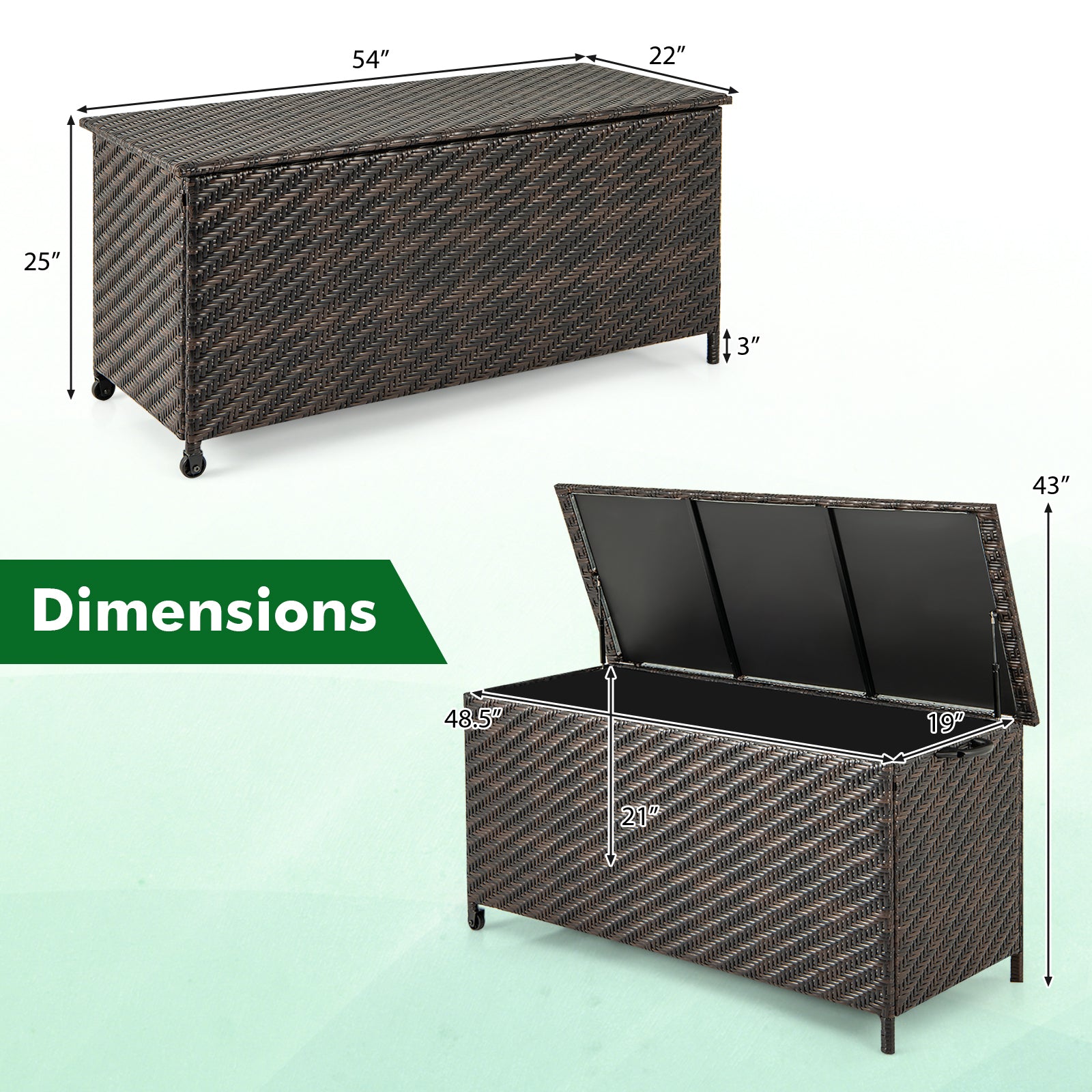 85 Gallon Outdoor Storage Box with Removable Liner and Universal Wheels, Brown Outdoor Storage & Garages at Gallery Canada