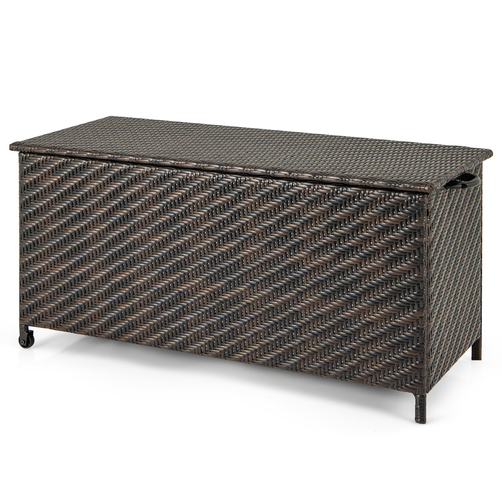85 Gallon Outdoor Storage Box with Removable Liner and Universal Wheels, Brown Outdoor Storage & Garages Brown at Gallery Canada