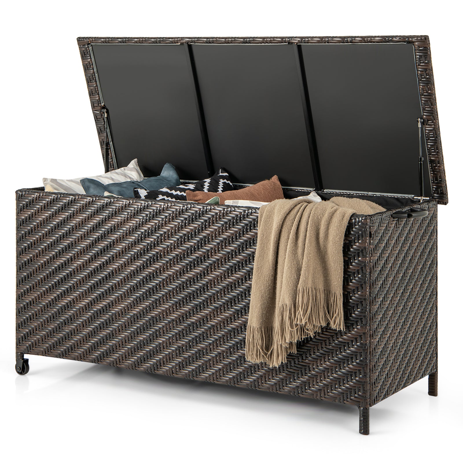 85 Gallon Outdoor Storage Box with Removable Liner and Universal Wheels, Brown Outdoor Storage & Garages at Gallery Canada