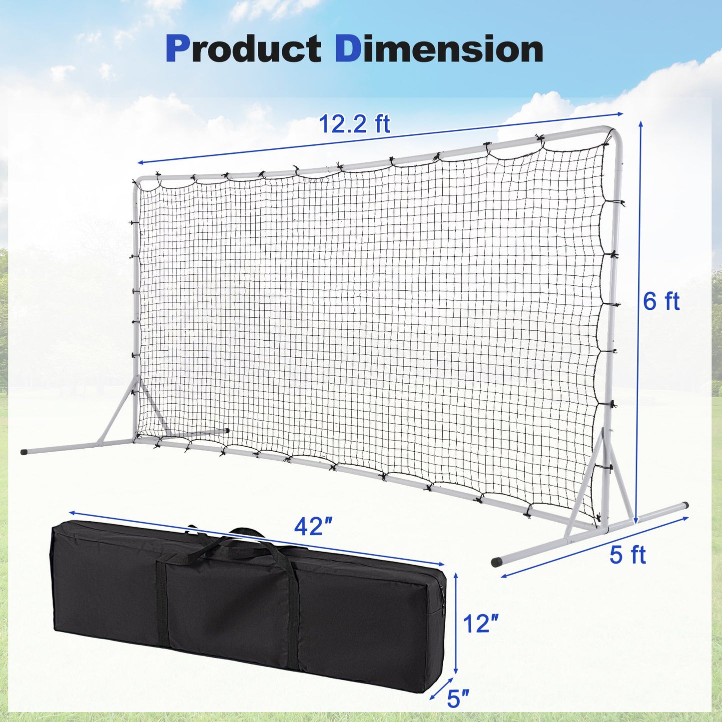 12 x 6 Feet Soccer Rebounder Net with All Weather Net, White Sport Equipments   at Gallery Canada