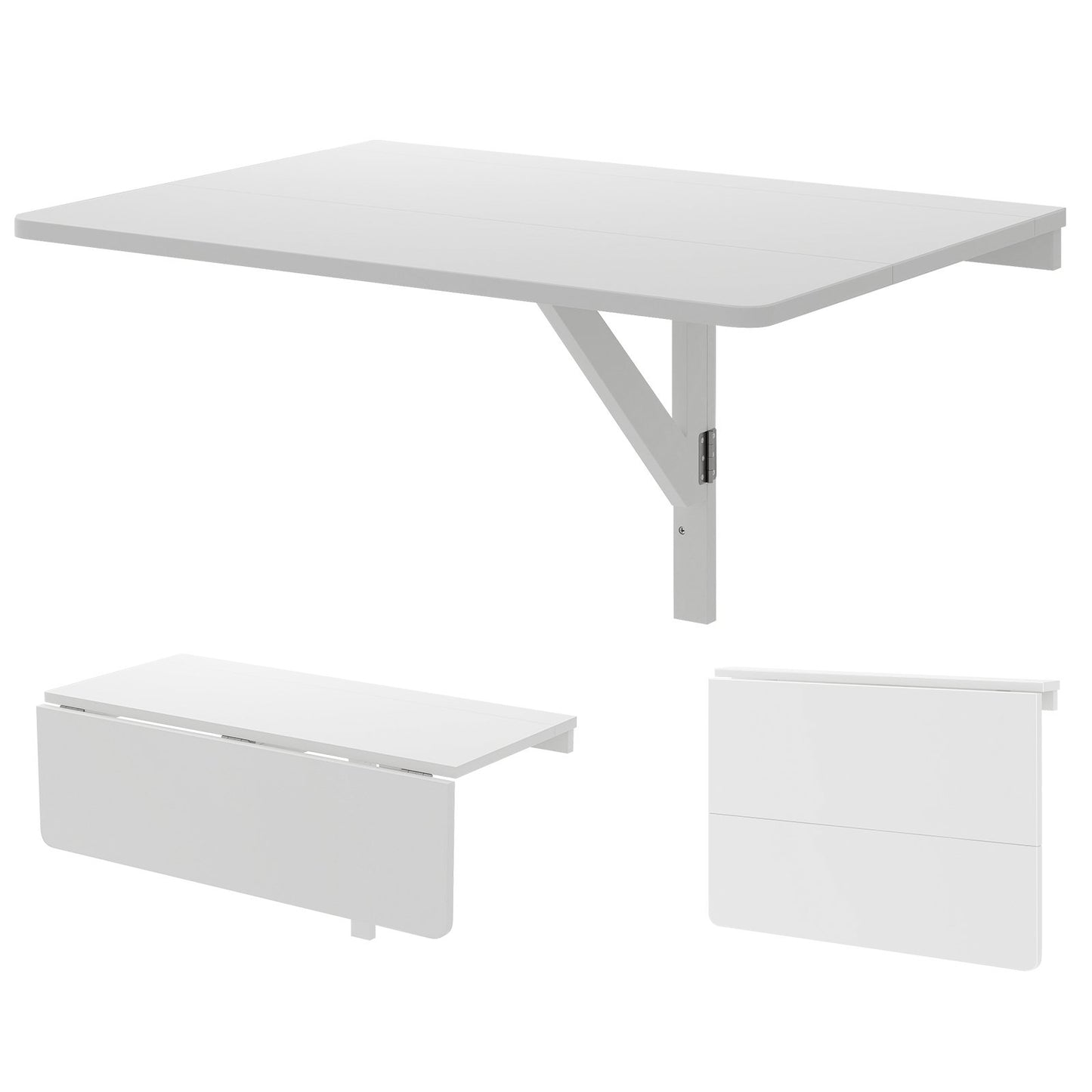 Wall-Mounted Drop-Leaf Table Folding Kitchen Dining Table Desk, White Laptop Tables & Printer Stands White  at Gallery Canada