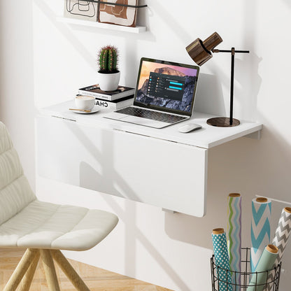 Wall-Mounted Drop-Leaf Table Folding Kitchen Dining Table Desk, White Laptop Tables & Printer Stands   at Gallery Canada