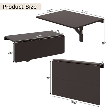 Space Saver Folding Wall-Mounted Drop-Leaf Table, Brown Laptop Tables & Printer Stands   at Gallery Canada