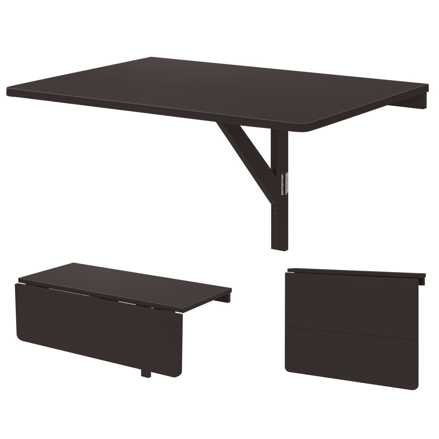 Space Saver Folding Wall-Mounted Drop-Leaf Table, Brown Laptop Tables & Printer Stands Brown  at Gallery Canada