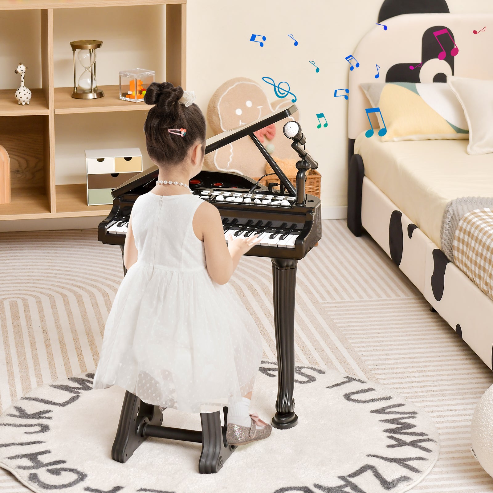 37 Keys Kids Piano Keyboard with Stool and Piano Lid, Black Pianos & Keyboards at Gallery Canada