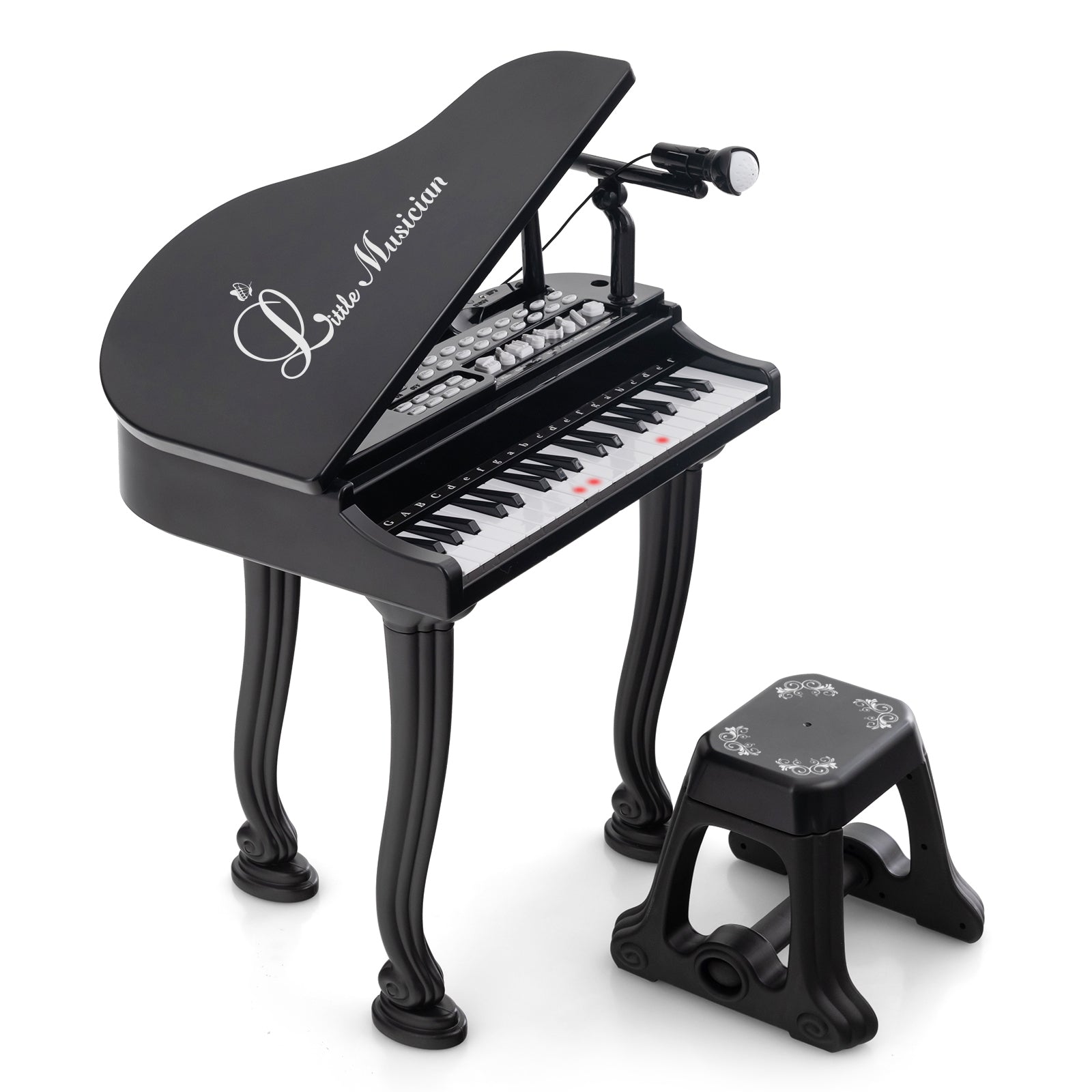 37 Keys Kids Piano Keyboard with Stool and Piano Lid, Black Pianos & Keyboards Black at Gallery Canada