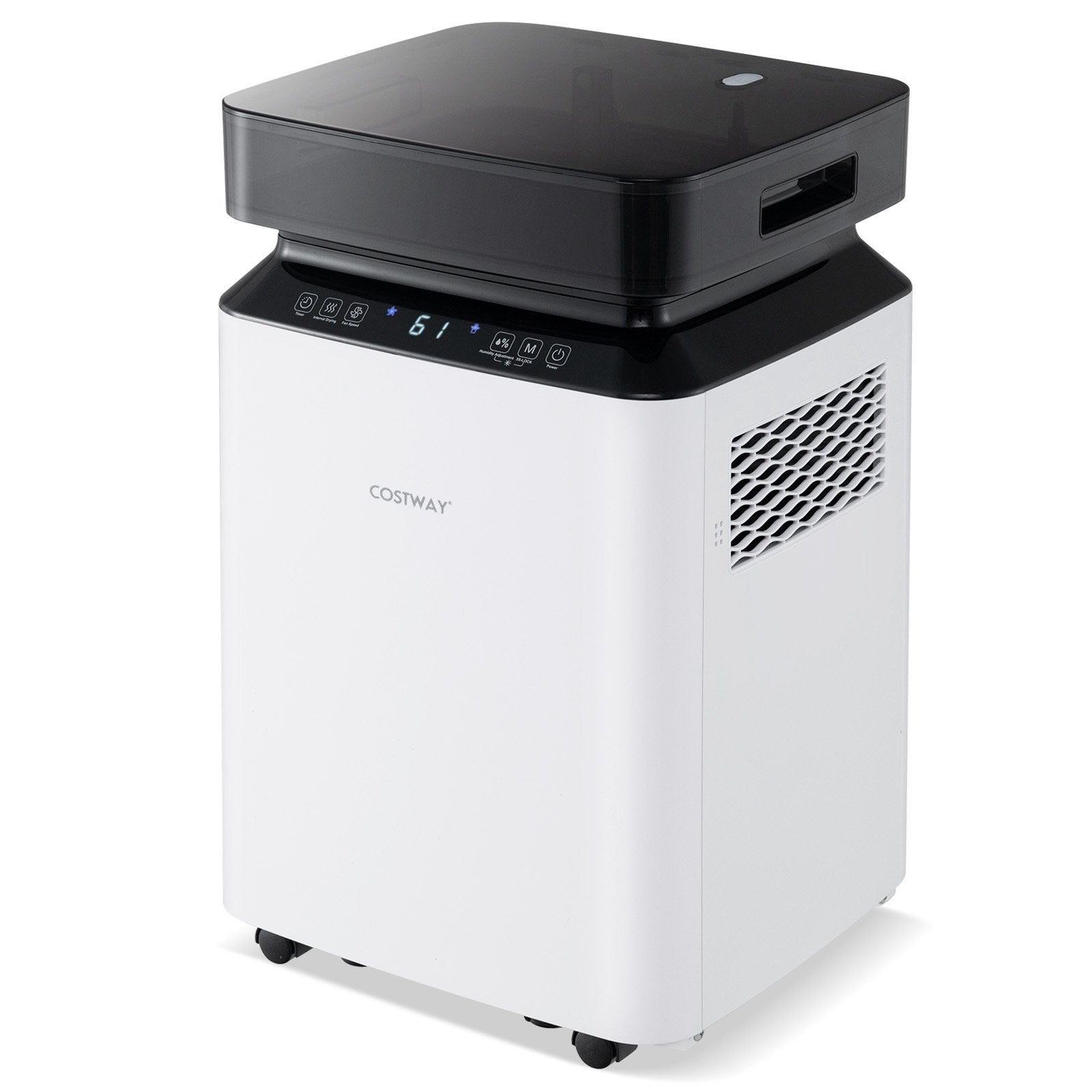 70/90 Pint 4500/6000 Sq. Ft Dehumidifier with Continuous and Auto Mode-70 Pints, White Dehumidifiers White at Gallery Canada