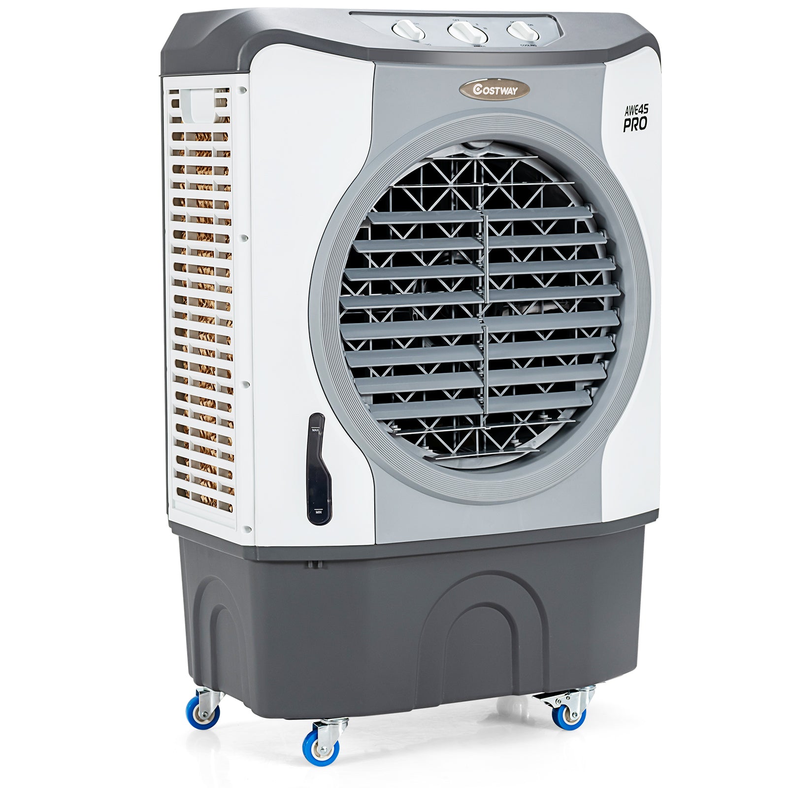 4-in-1 Industrial Evaporative Air Cooler Fan with 12 Gallon Tank and Wheels, Gray Air Coolers at Gallery Canada