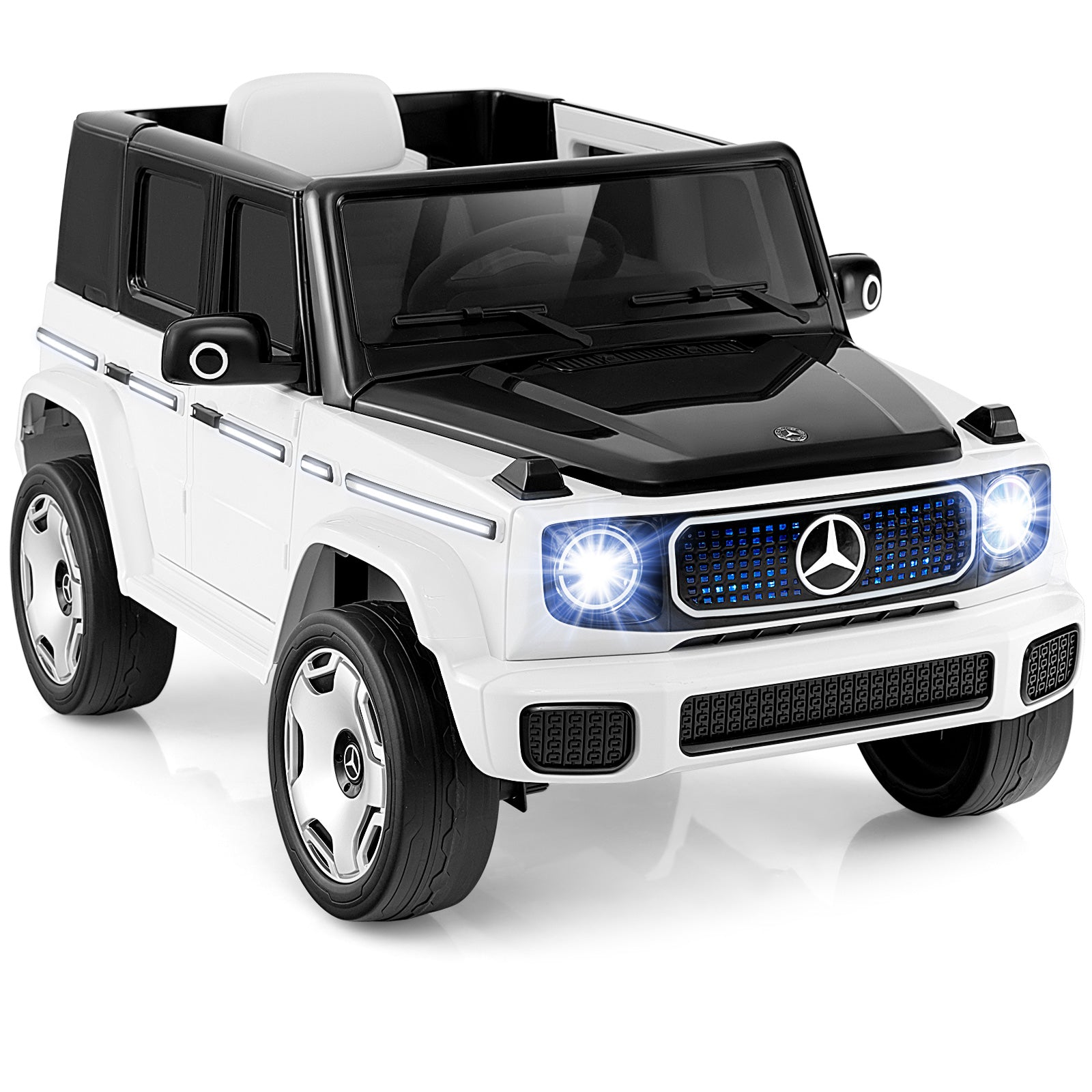 12V Licensed Mercedes-Benz EQG Kids Ride On Car with Remote Control, White Powered Ride On Toys White  at Gallery Canada