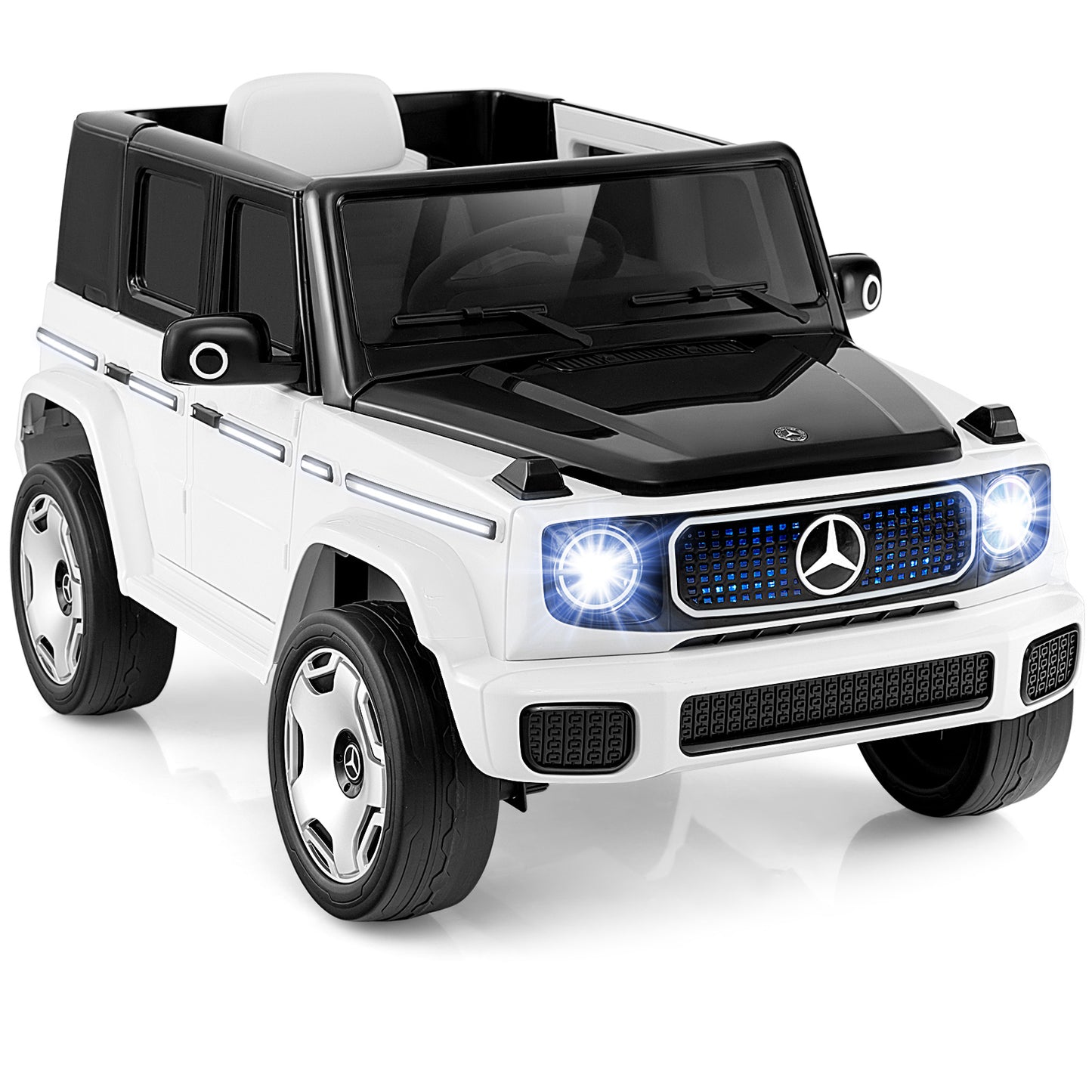 12V Licensed Mercedes-Benz EQG Kids Ride On Car with Remote Control, White Powered Ride On Toys White  at Gallery Canada