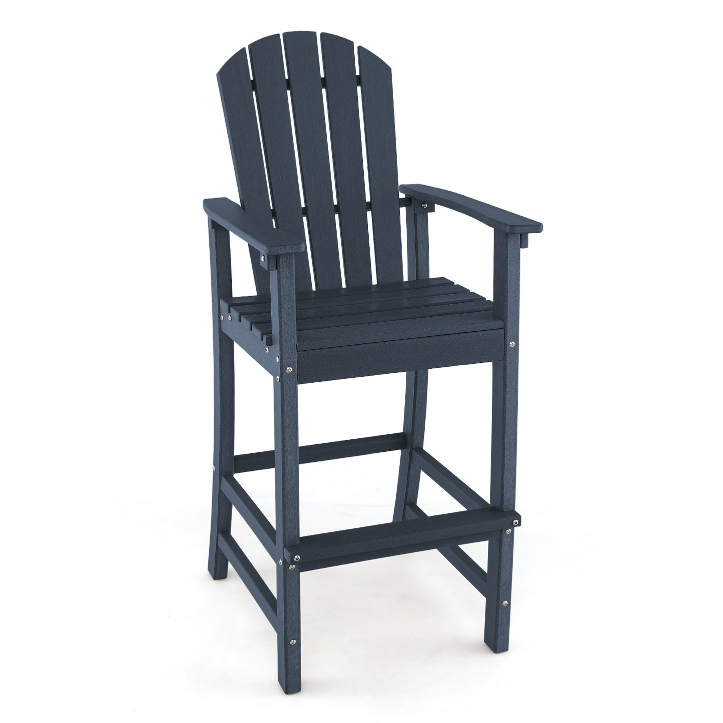 30 Inches Counter Height Outdoor HDPE Bar Stool with Armrests and Footrest, Navy Patio Bar Furniture Navy  at Gallery Canada