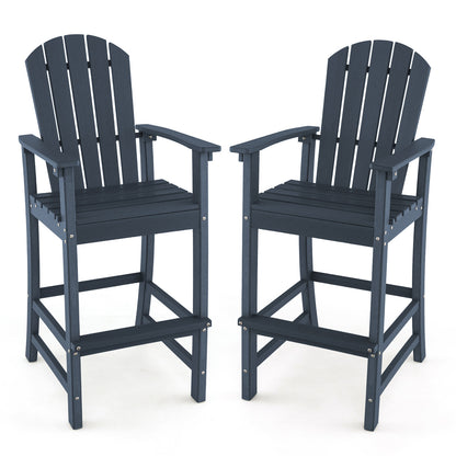 30 Inches Counter Height Outdoor HDPE Bar Stool with Armrests and Footrest, Navy Patio Bar Furniture   at Gallery Canada