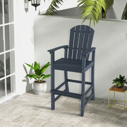 30 Inches Counter Height Outdoor HDPE Bar Stool with Armrests and Footrest, Navy Patio Bar Furniture   at Gallery Canada