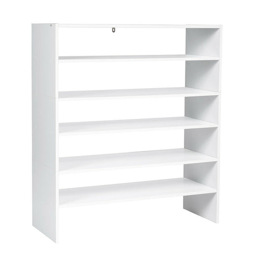 3 Pieces 31-Inch Stackable Multi-Shape Shoe Rack, White