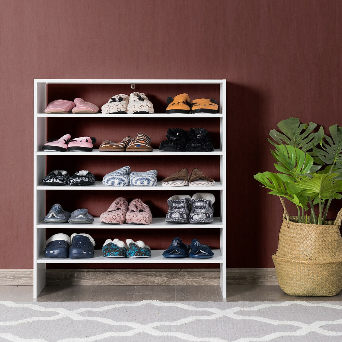 3 Pieces 31-Inch Stackable Multi-Shape Shoe Rack, White Shoe Racks & Storage Benches at Gallery Canada