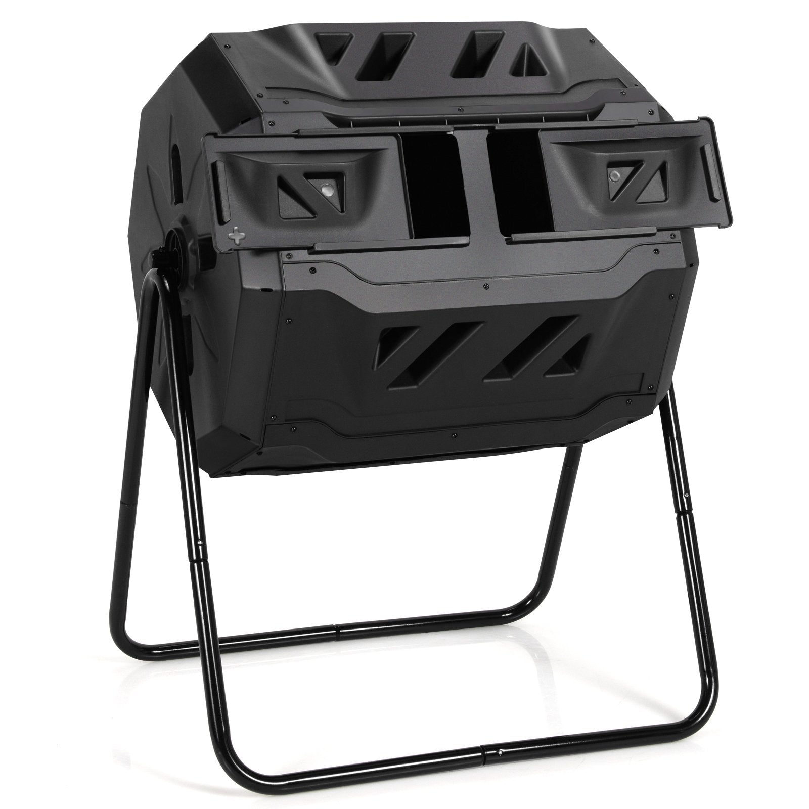 43 Gallon Composting Tumbler Compost Bin with Dual Rotating Chamber, Black Garden Tools Black at Gallery Canada