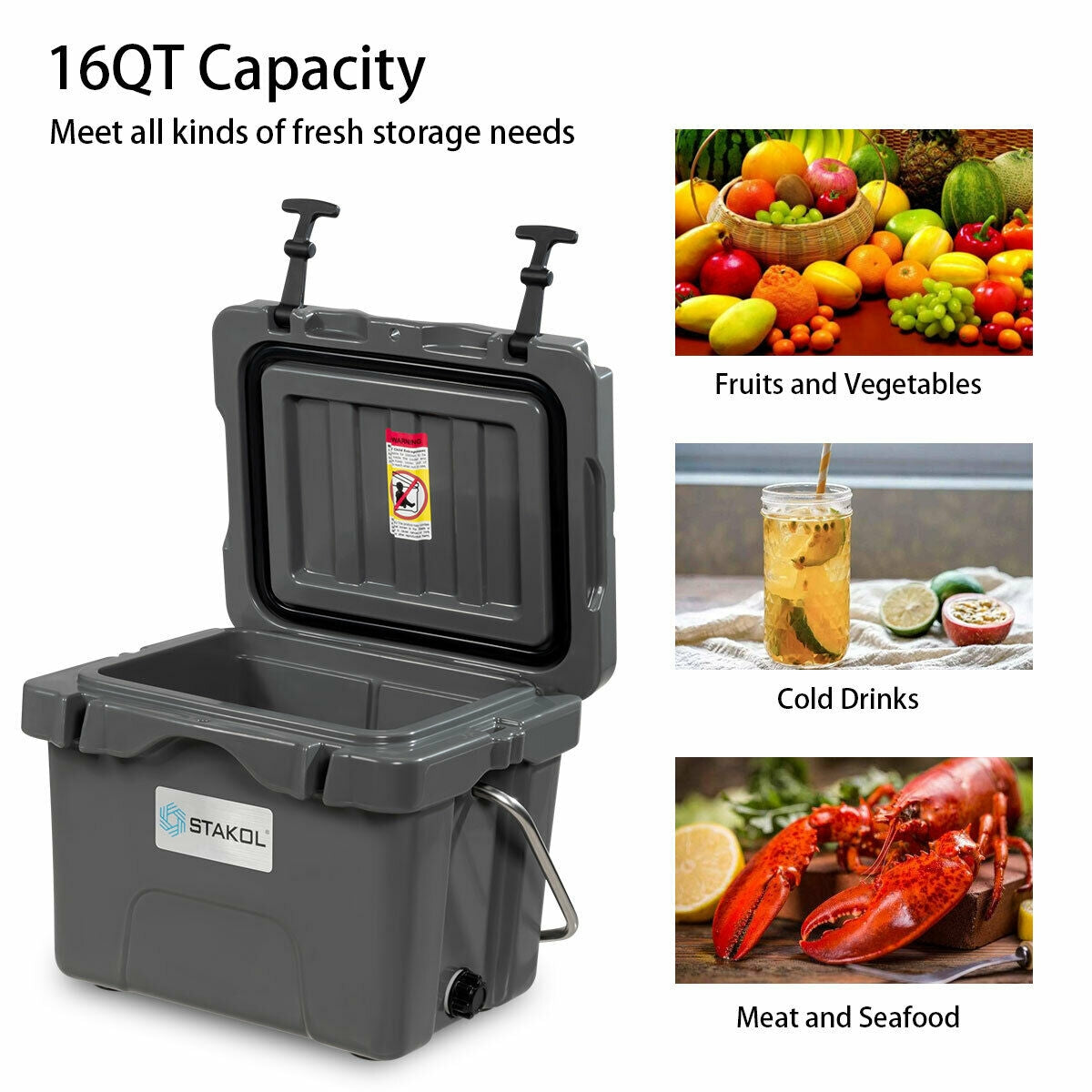 16 Quart 24-Can Capacity Portable Insulated Ice Cooler with 2 Cup Holders, Gray Wine & Beverage Coolers at Gallery Canada