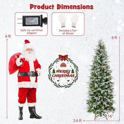 6/7.5/9 Feet Pre-Lit Artificial Christmas Tree Snow Flocked Hinged-6 ft, Green Christmas Tree   at Gallery Canada