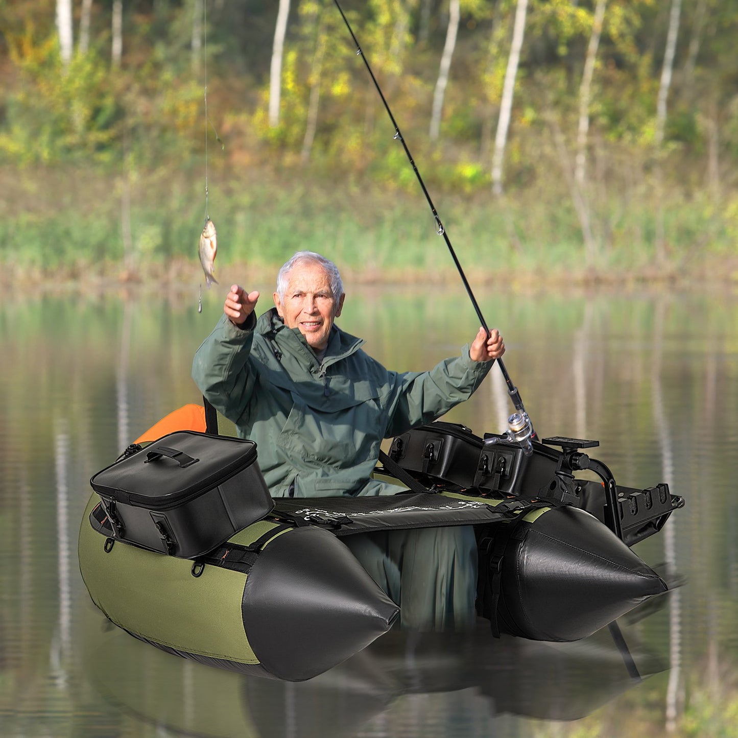 Portable Fishing Boat with 3 Detachable Storage Boxes, Green Surfing   at Gallery Canada