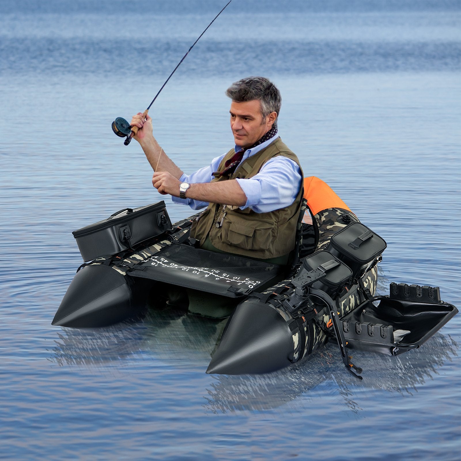 Portable Fishing Boat with 3 Detachable Storage Boxes, Camouflage Surfing   at Gallery Canada