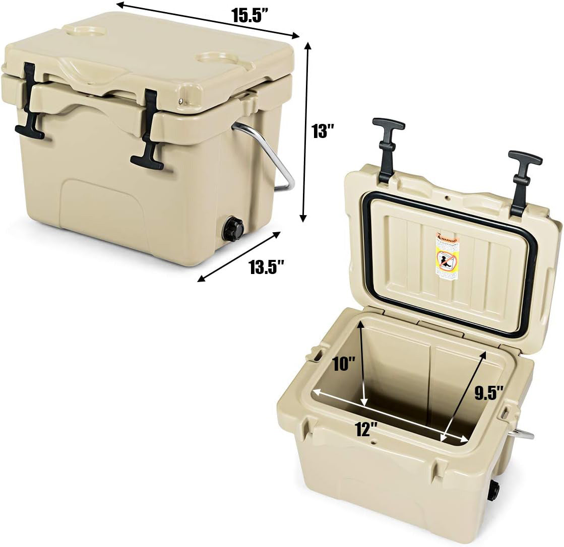 16 Quart 24-Can Capacity Insulated Ice Cooler with 2 Cup Holders, Khaki Wine & Beverage Coolers at Gallery Canada