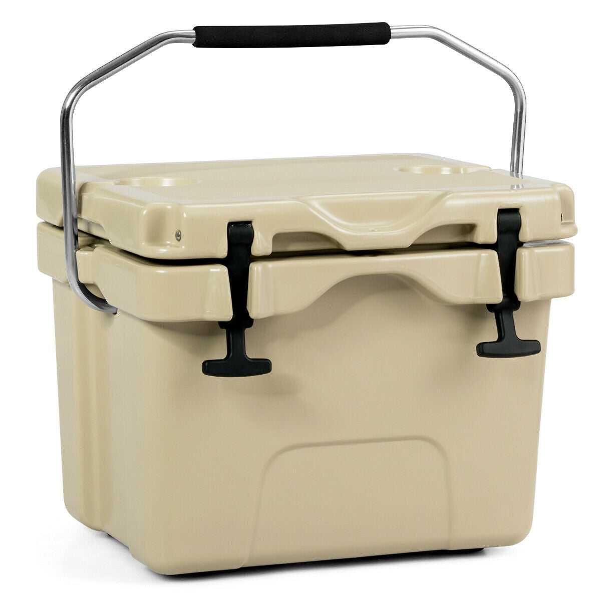 16 Quart 24-Can Capacity Insulated Ice Cooler with 2 Cup Holders, Khaki Wine & Beverage Coolers at Gallery Canada