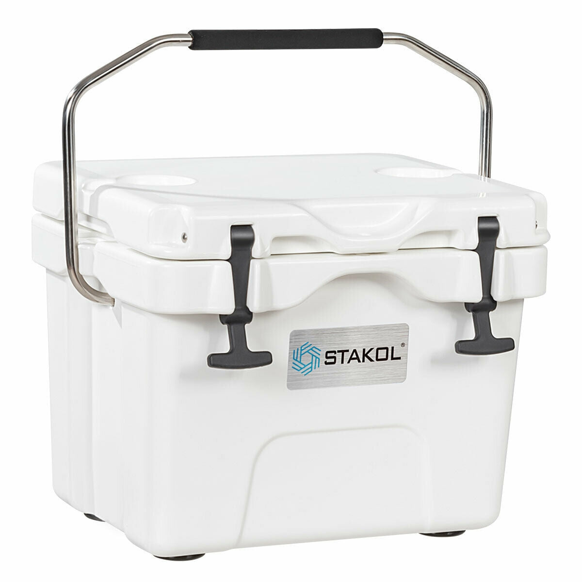 16 Quart 24-Can Capacity Portable Insulated Ice Cooler with 2 Cup Holders, White Wine & Beverage Coolers White at Gallery Canada