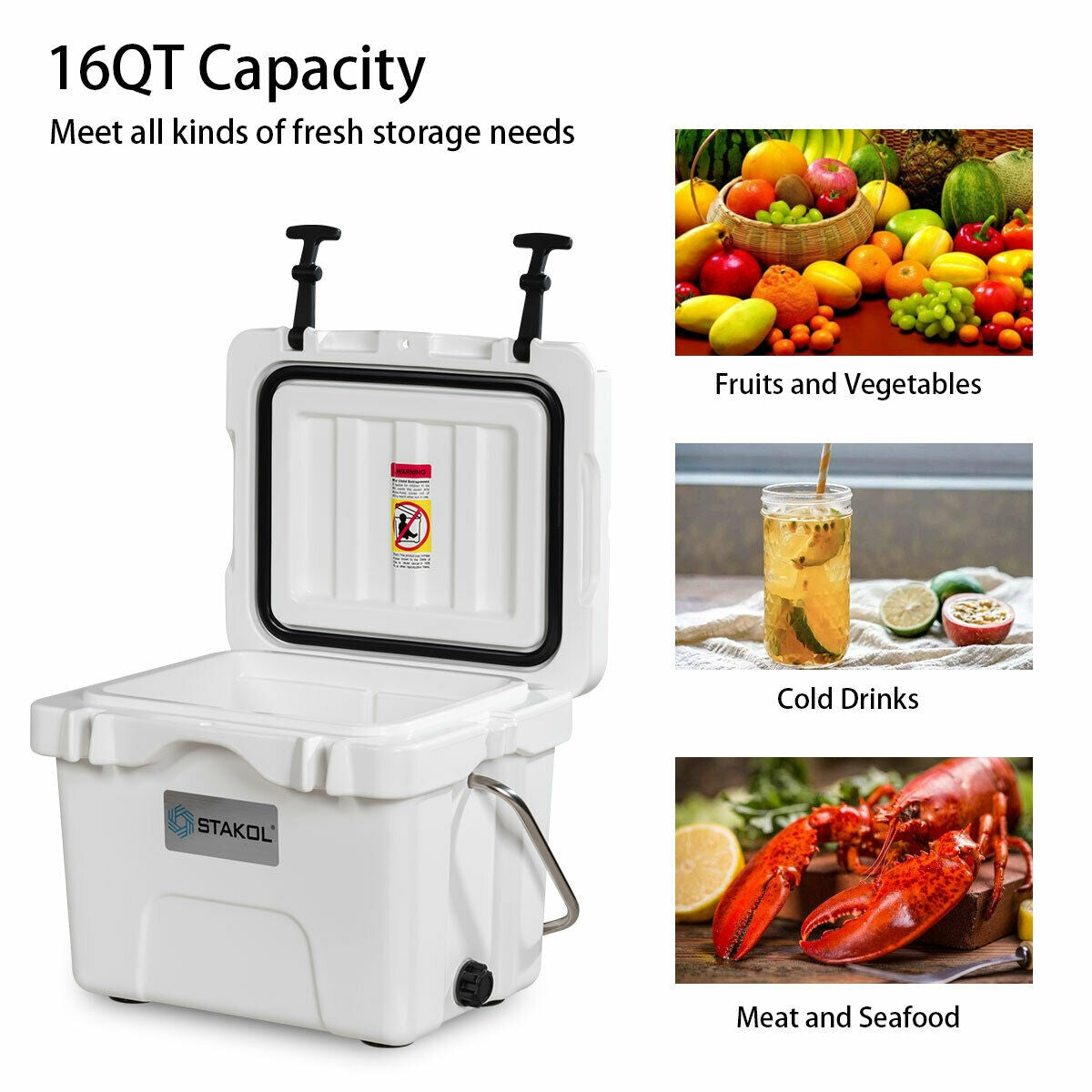 16 Quart 24-Can Capacity Portable Insulated Ice Cooler with 2 Cup Holders, White Wine & Beverage Coolers at Gallery Canada