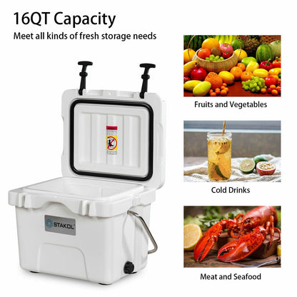 16 Quart 24-Can Capacity Portable Insulated Ice Cooler with 2 Cup Holders, White Wine & Beverage Coolers at Gallery Canada