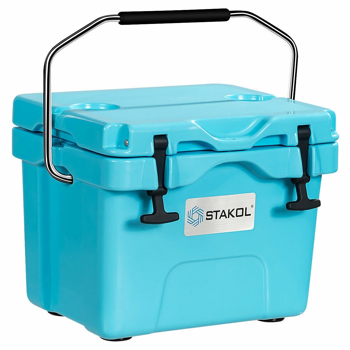 16 Quart 24-Can Capacity Portable Insulated Ice Cooler with 2 Cup Holders, Blue Wine & Beverage Coolers Blue at Gallery Canada