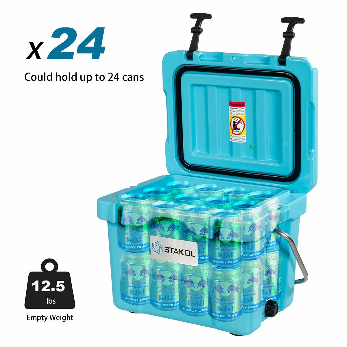 16 Quart 24-Can Capacity Portable Insulated Ice Cooler with 2 Cup Holders, Blue Wine & Beverage Coolers at Gallery Canada