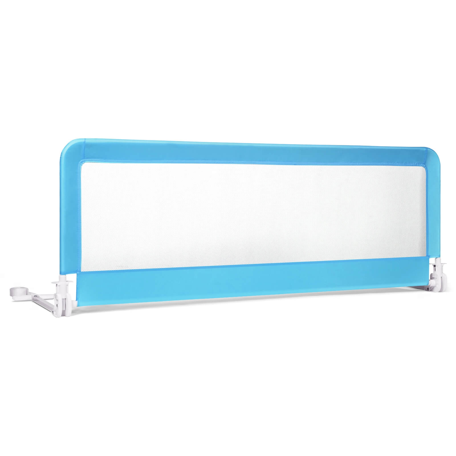 59 Inch Extra Long Folding Breathable Baby Children Toddlers Bed Rail Guard with Safety Strap, Blue Bed Rails Blue at Gallery Canada