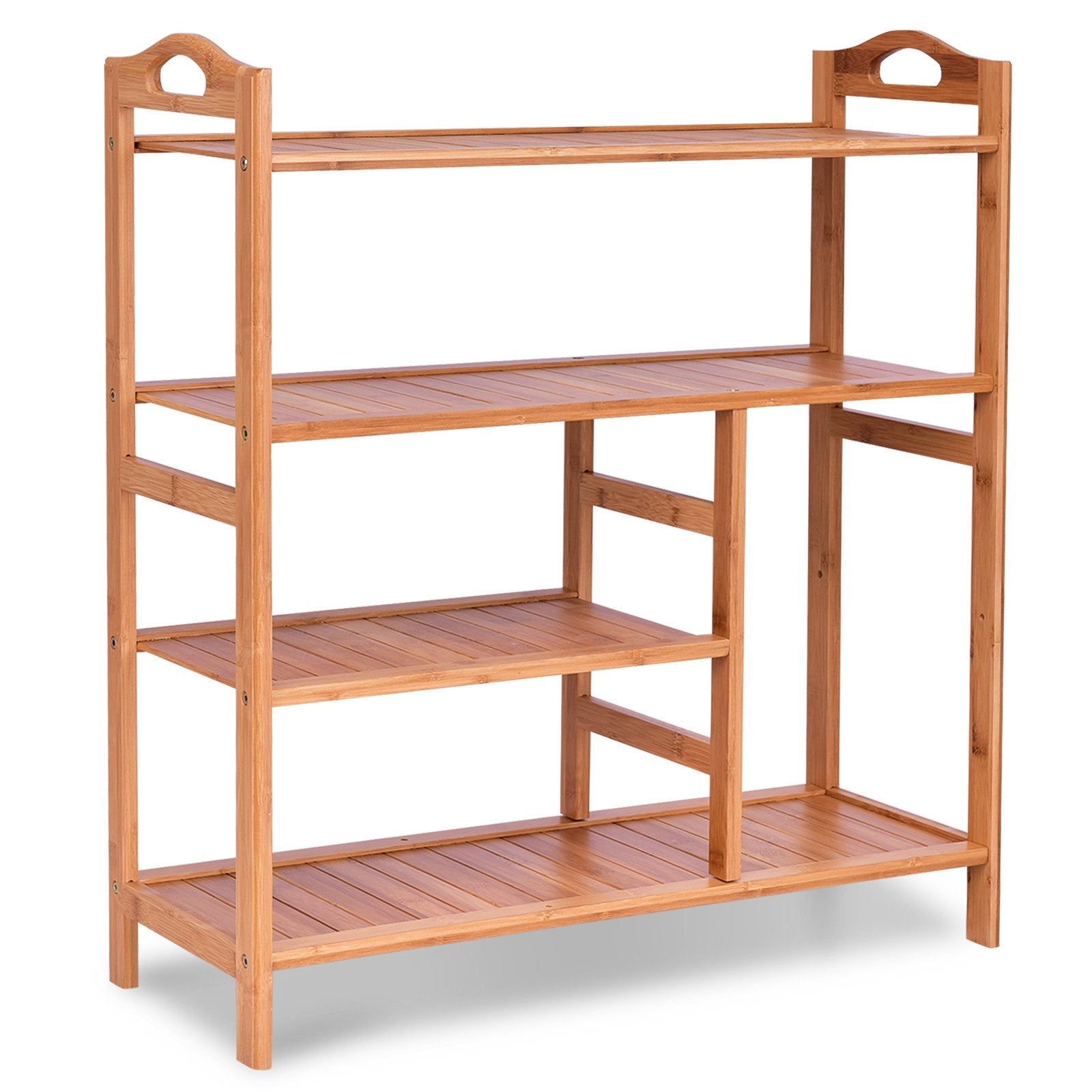 4 Tiers Multifunction Bamboo Storage Shoe Rack for Entryway Hallway, Natural Shoe Racks & Storage Benches Natural at Gallery Canada
