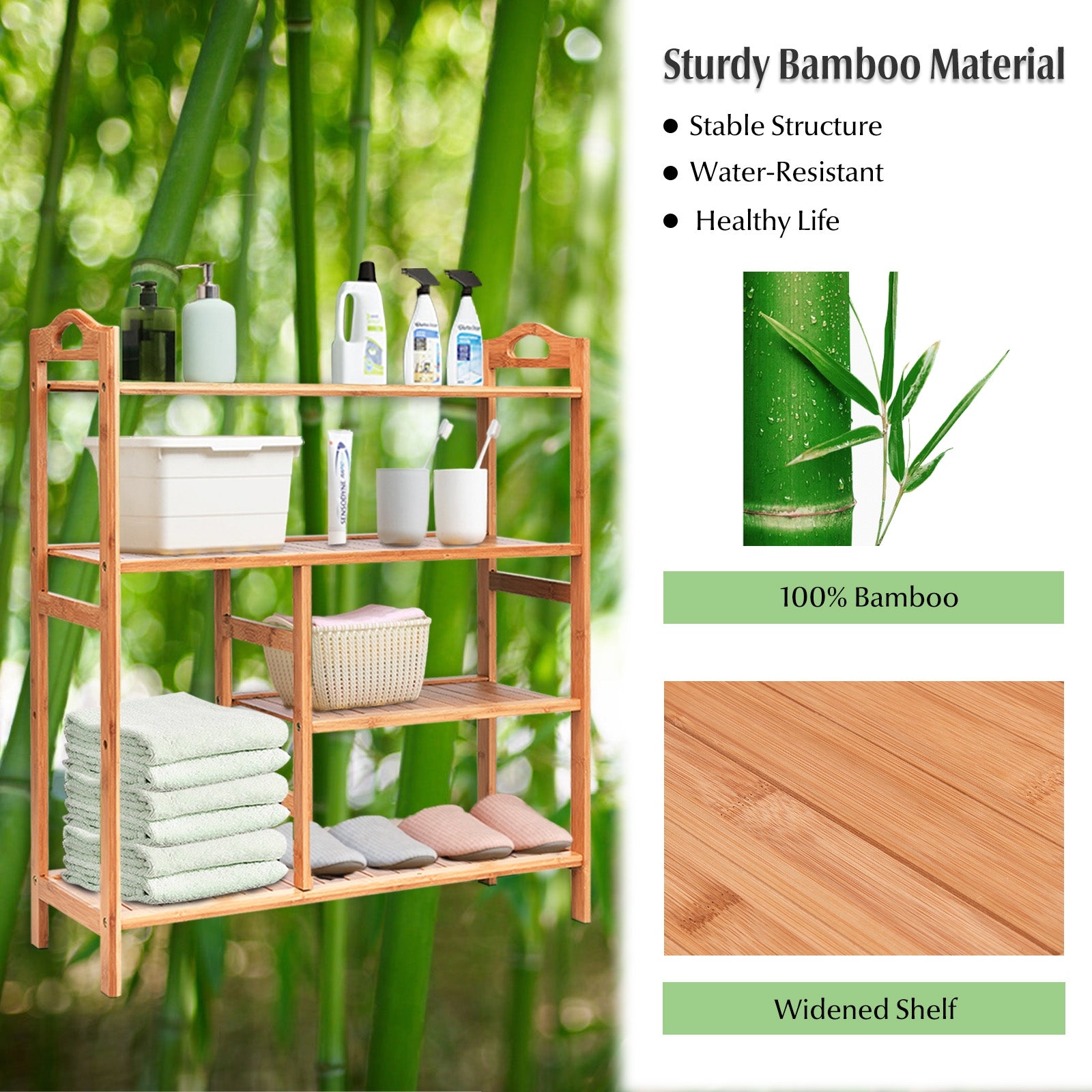 4 Tiers Multifunction Bamboo Storage Shoe Rack for Entryway Hallway, Natural Shoe Racks & Storage Benches at Gallery Canada