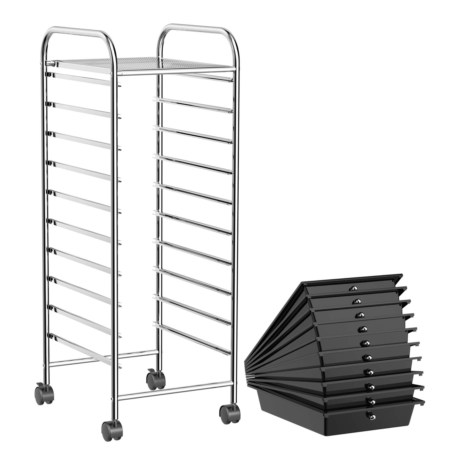 10 Drawer Rolling Storage Cart Organizer with 4 Universal Casters, Black File Cabinets at Gallery Canada