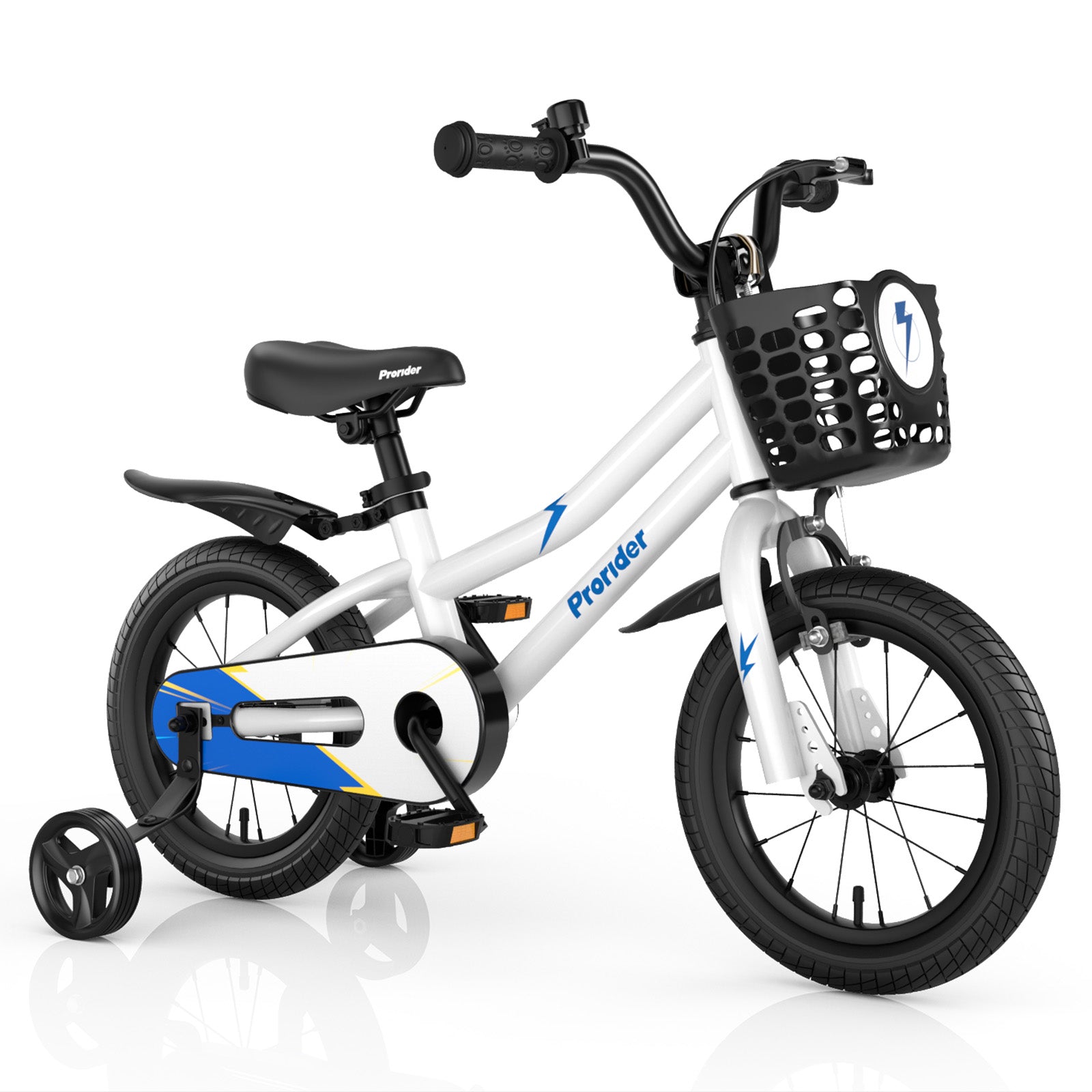 14 Inch Kids Bike Adjustable with 2 Training Wheels for 3-5 Years Old, White Kids Bike White  at Gallery Canada