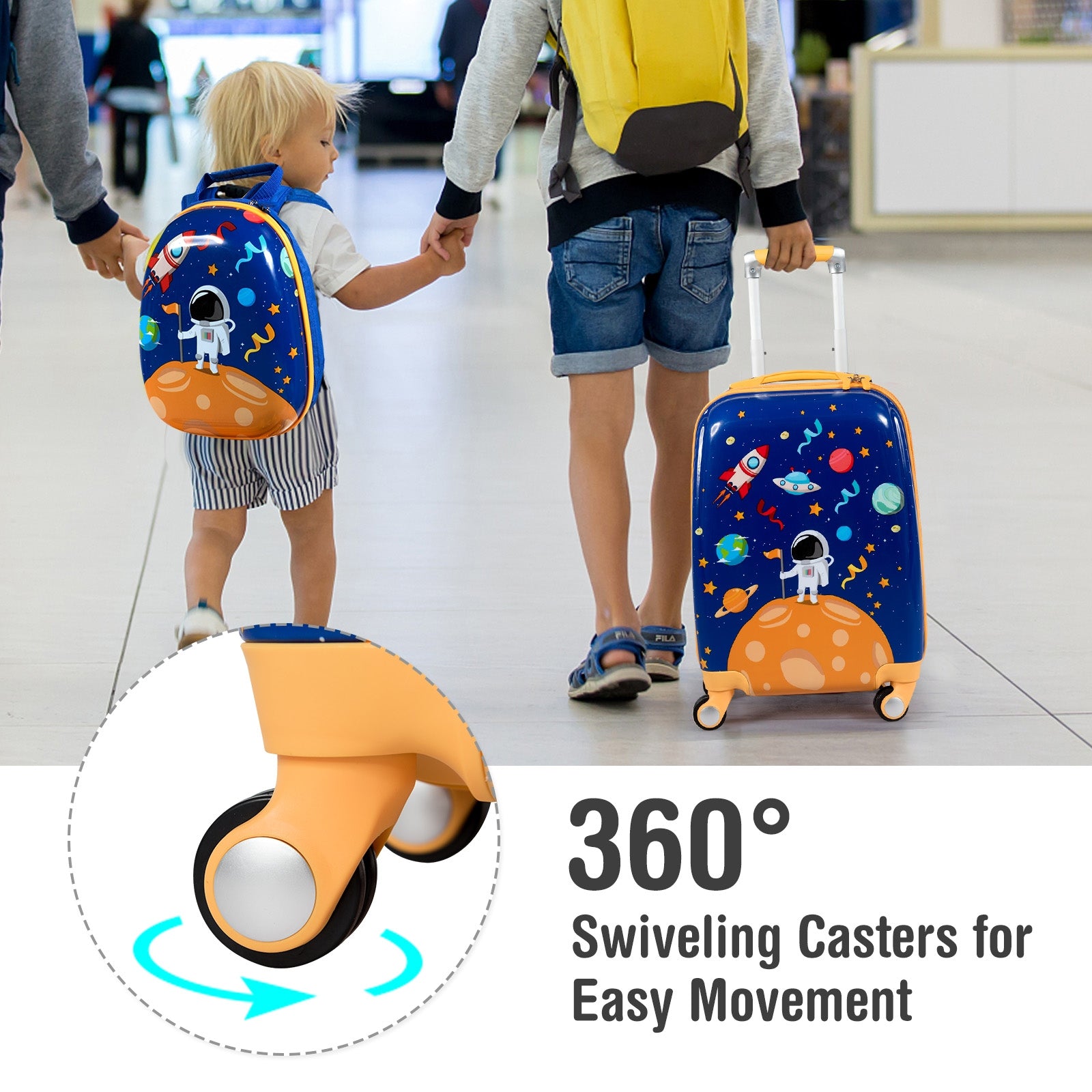 2 PC Kids Luggage Set Rolling Suitcase & Backpack, Navy Kids Luggage at Gallery Canada