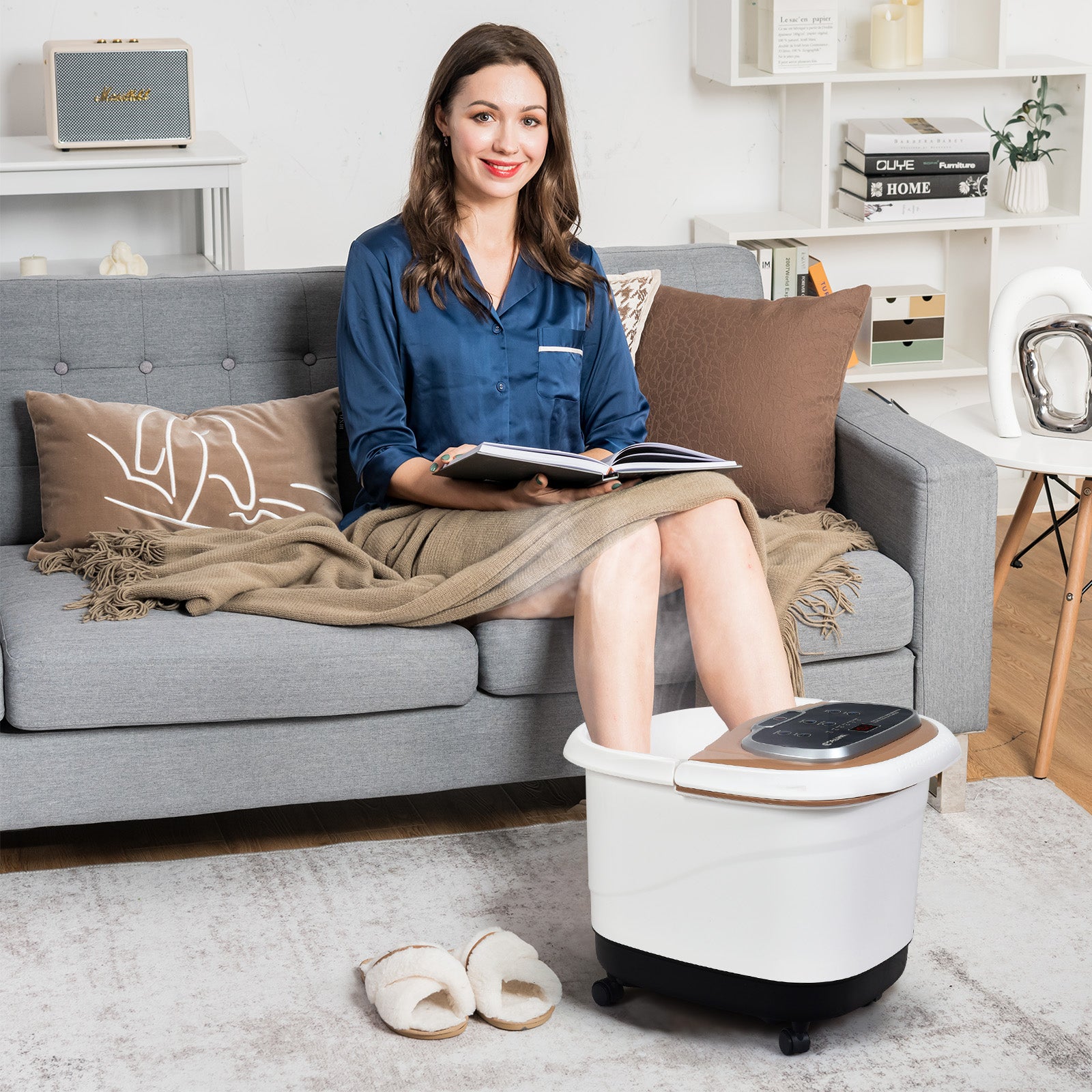 Portable All-In-One Heated Foot Bubble Spa Bath Motorized Massager, Brown Foot Massager at Gallery Canada