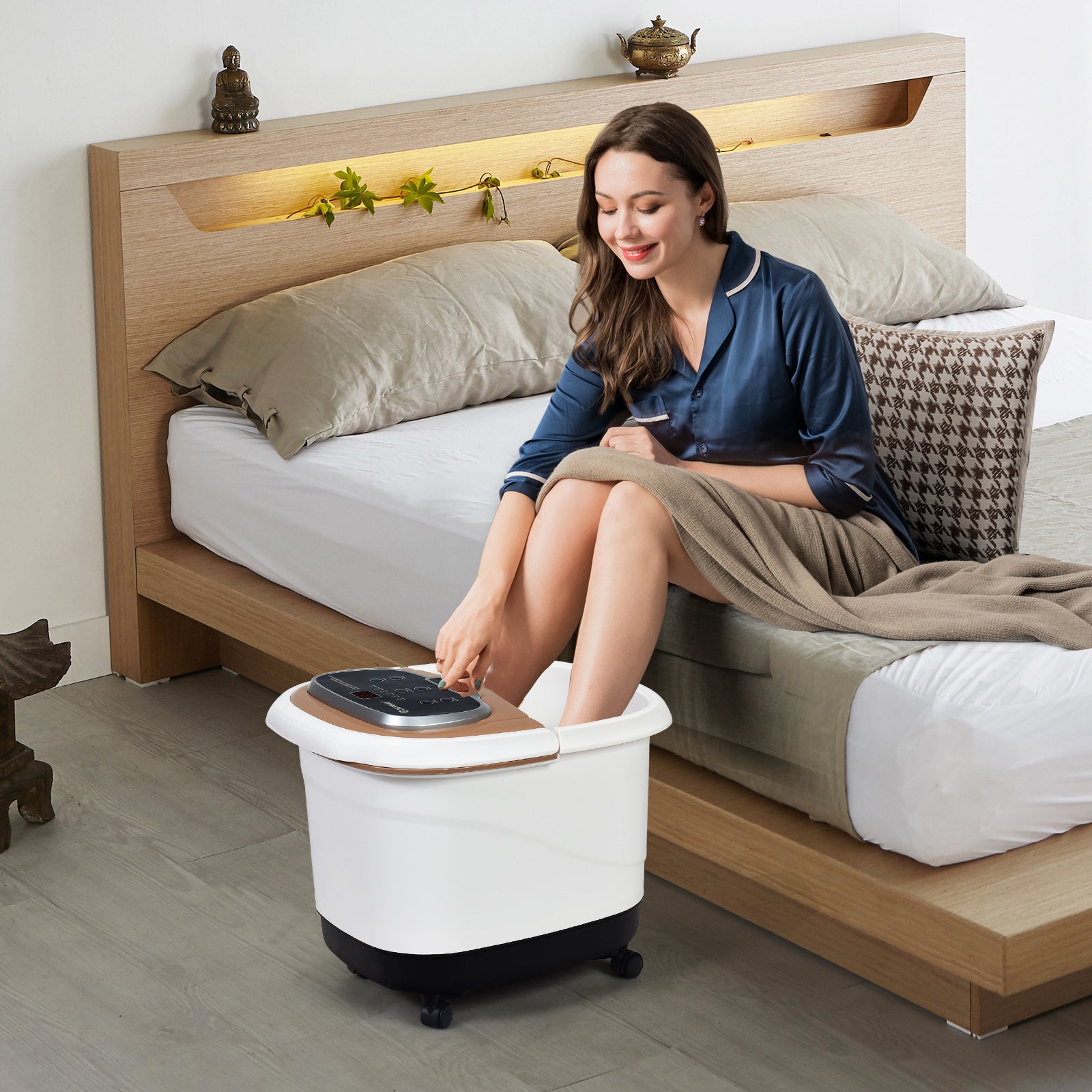 Portable All-In-One Heated Foot Bubble Spa Bath Motorized Massager, Brown Foot Massager at Gallery Canada