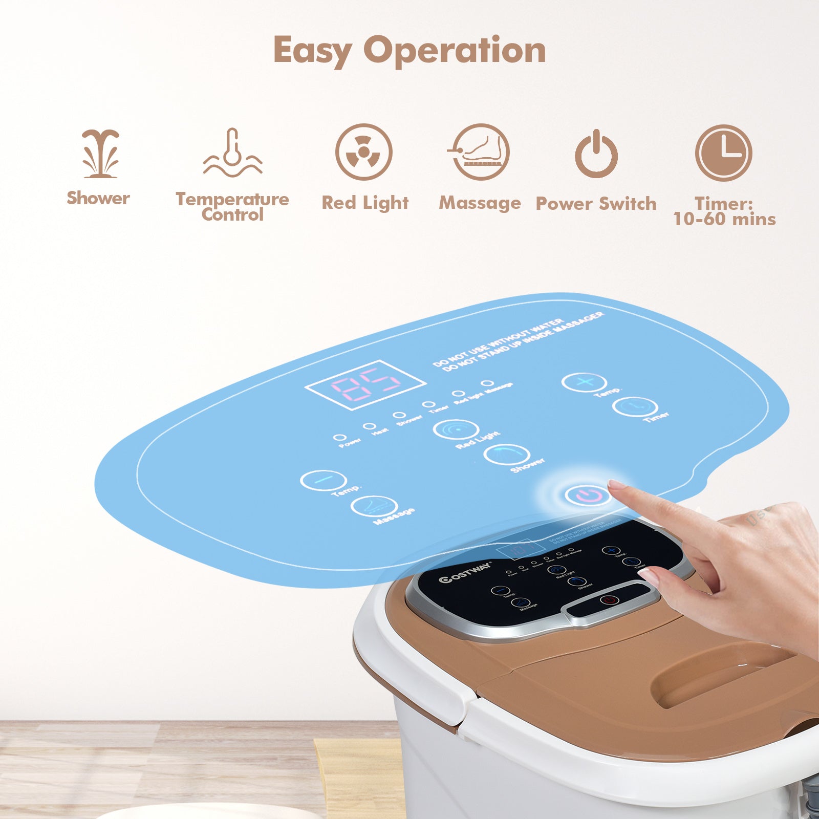 Portable All-In-One Heated Foot Bubble Spa Bath Motorized Massager, Brown Foot Massager at Gallery Canada