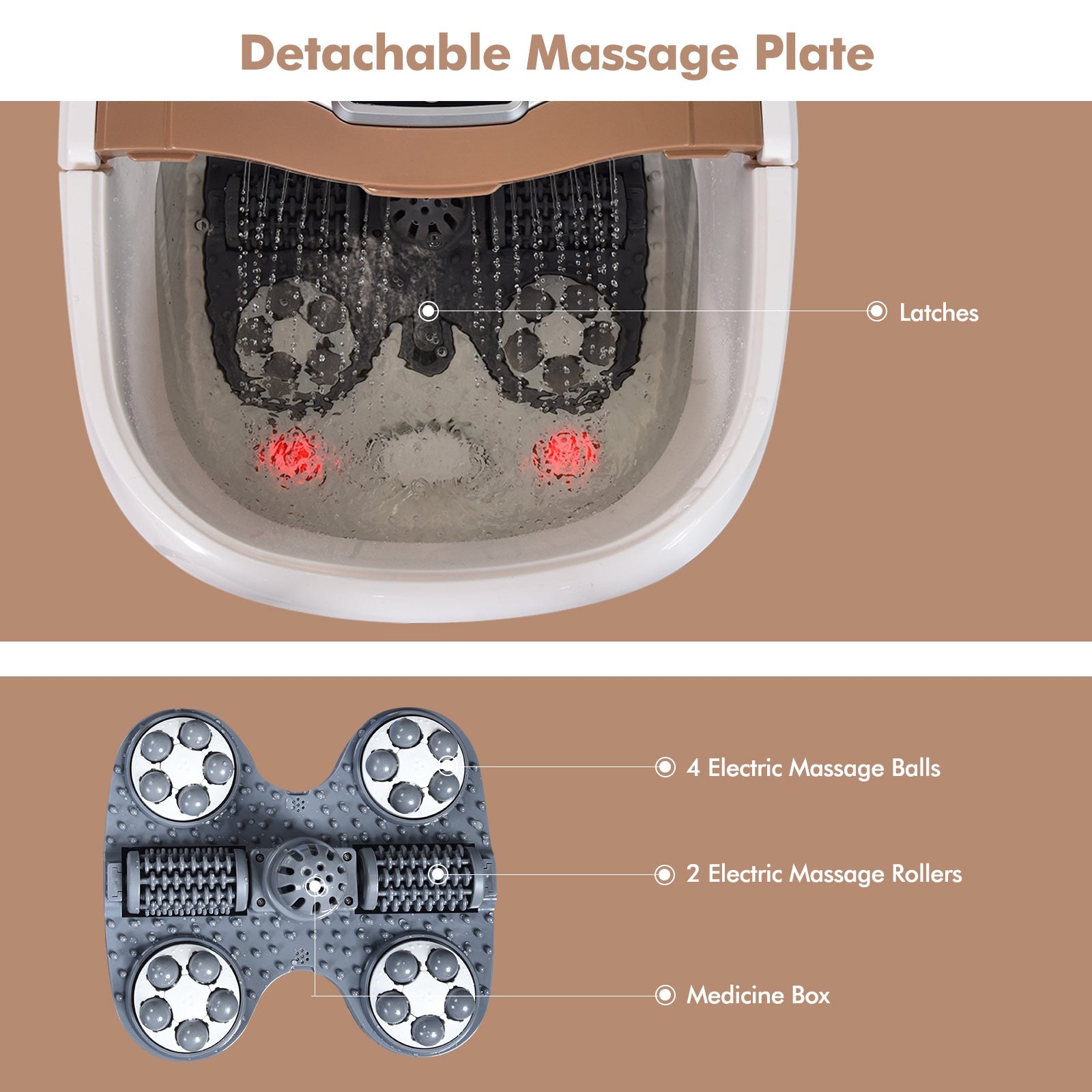 Portable All-In-One Heated Foot Bubble Spa Bath Motorized Massager, Brown Foot Massager at Gallery Canada