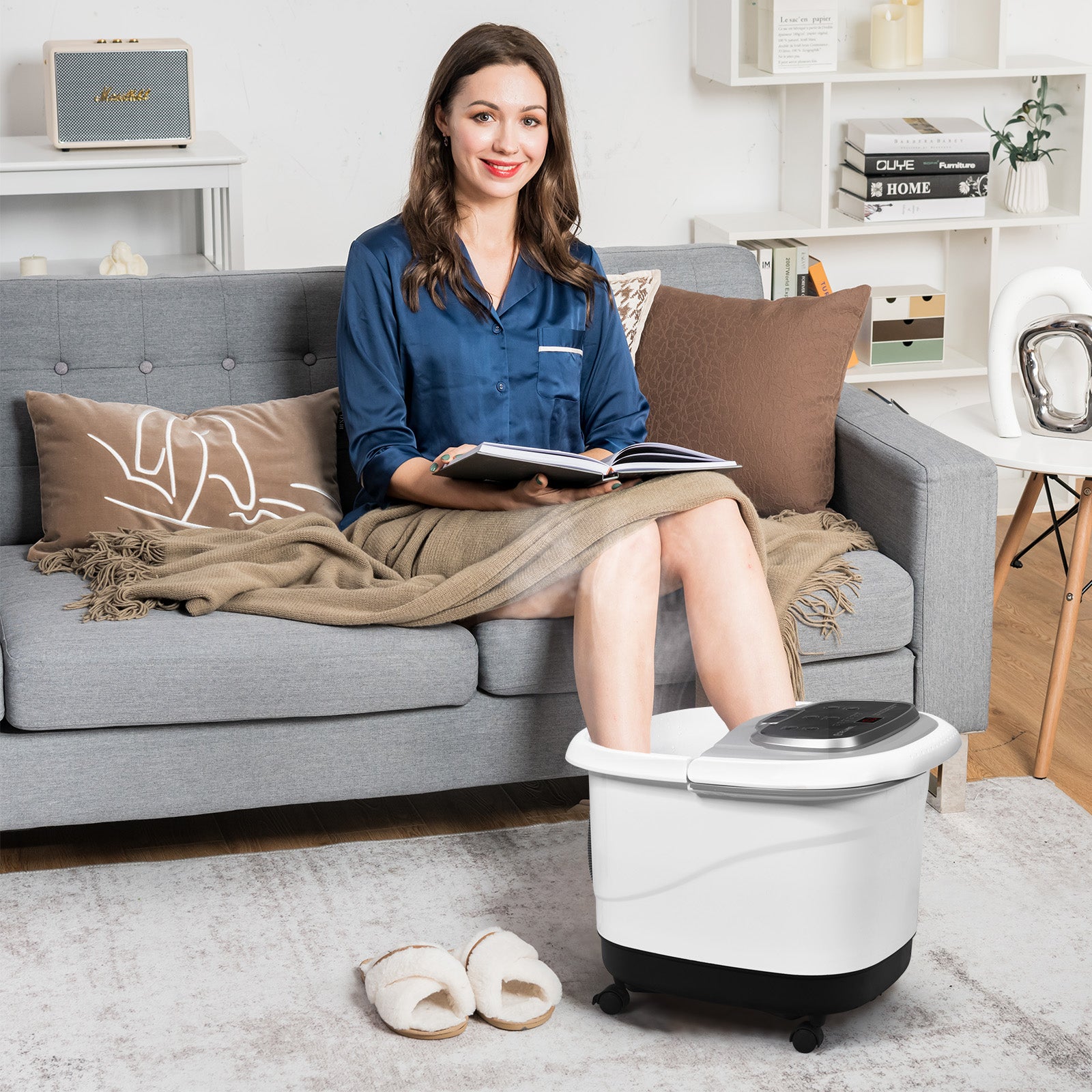 Portable All-In-One Heated Foot Bubble Spa Bath Motorized Massager, Gray Foot Massager at Gallery Canada