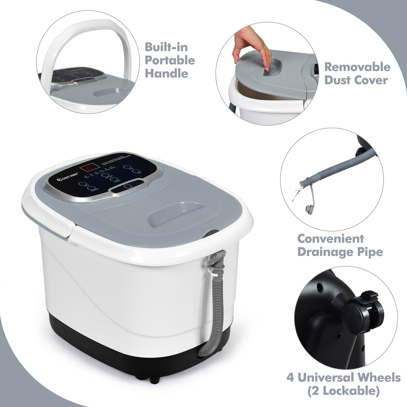 Portable All-In-One Heated Foot Bubble Spa Bath Motorized Massager, Gray Foot Massager at Gallery Canada