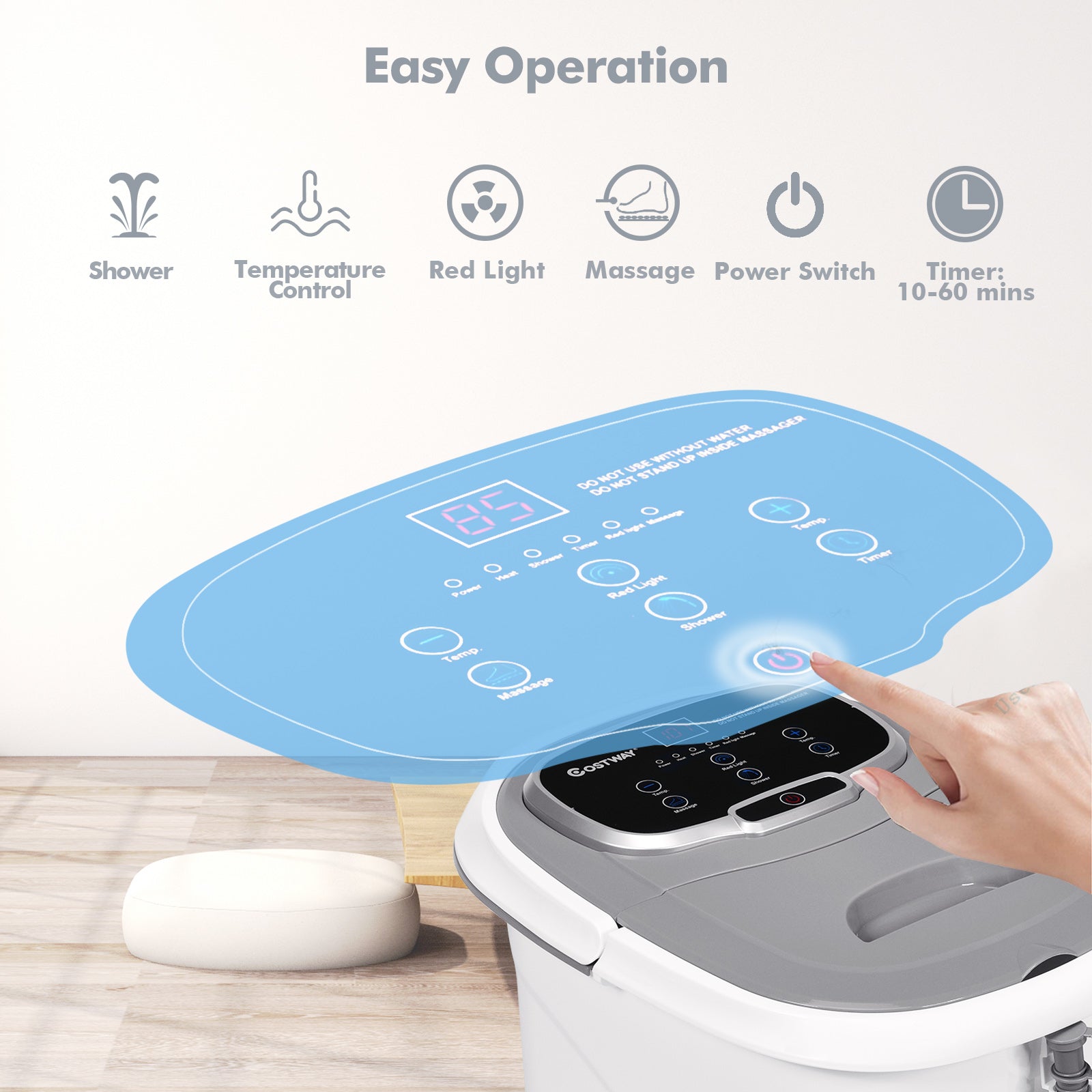 Portable All-In-One Heated Foot Bubble Spa Bath Motorized Massager, Gray Foot Massager at Gallery Canada